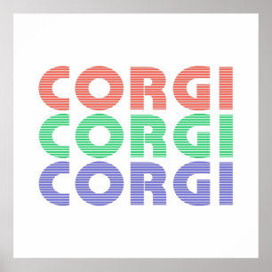 Corgi Dog Modern Colourful Text Poster