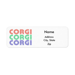 Corgi Dog Modern Colourful Text Return Address Label