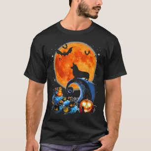 Corgi Dog Moon Pumpkin Halloween Costume T-Shirt