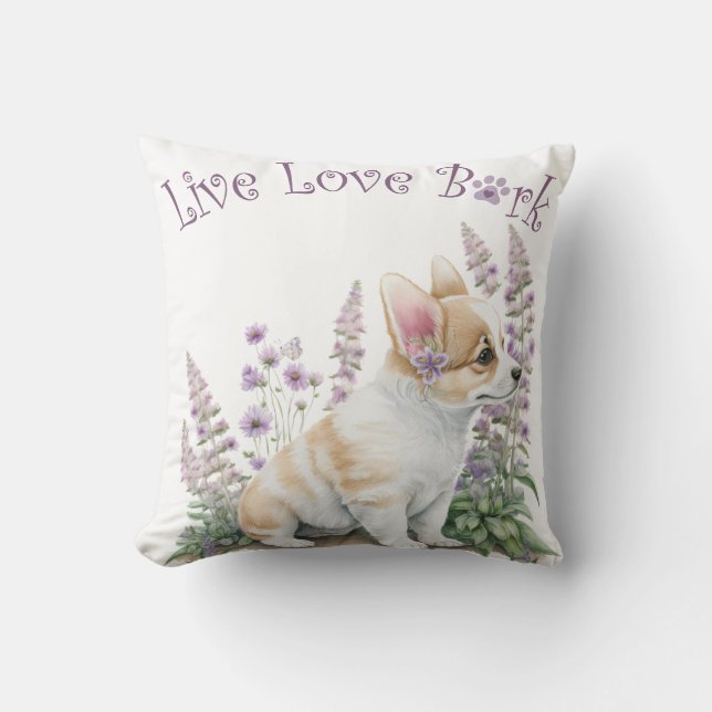 Corgi Dog Mum Floral Cushion (Front)
