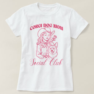 Corgi Dog Mum Social Club Line Art for Women T-Shirt