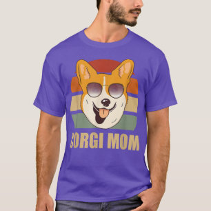 Corgi Dog Mum Vintage Retro Sunset Cute Design Mot T-Shirt