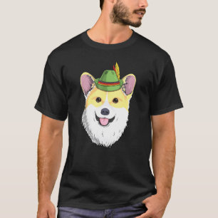 Corgi Dog Oktoberfest German Bavarian Alpine Hat F T-Shirt