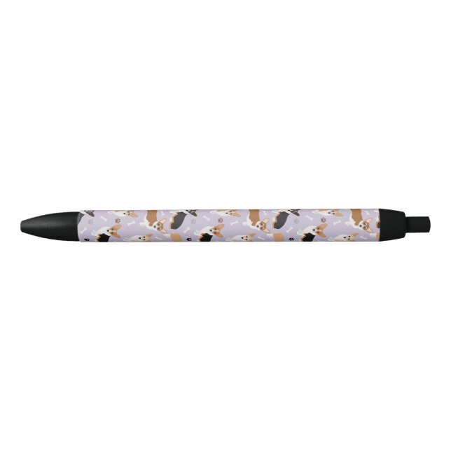 Corgi Dog Paws and Bones Black Ink Pen (Front)