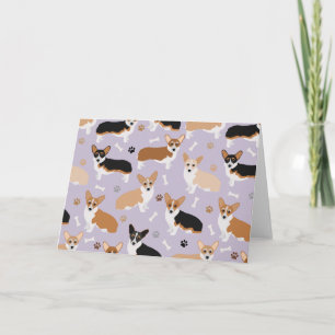 Corgi Dog Paws and Bones Card