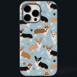 Corgi Dog Paws and Bones Case-Mate iPhone 14 Pro Max Case<br><div class="desc">Cute Corgi dogs with fawn,  red and tri coat colours with paw prints and dog bones pattern.</div>
