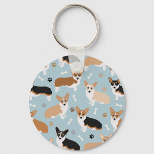 Corgi Dog Paws and Bones Key Ring