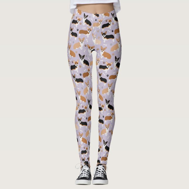 Corgi Dog Paws and Bones Leggings (Front)