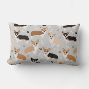 Corgi Dog Paws and Bones Lumbar Pillow