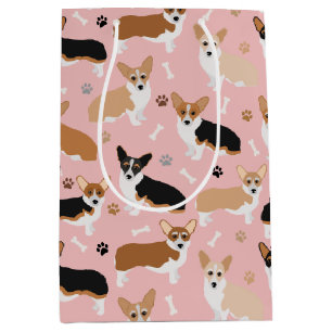Corgi Dog Paws and Bones Medium Gift Bag