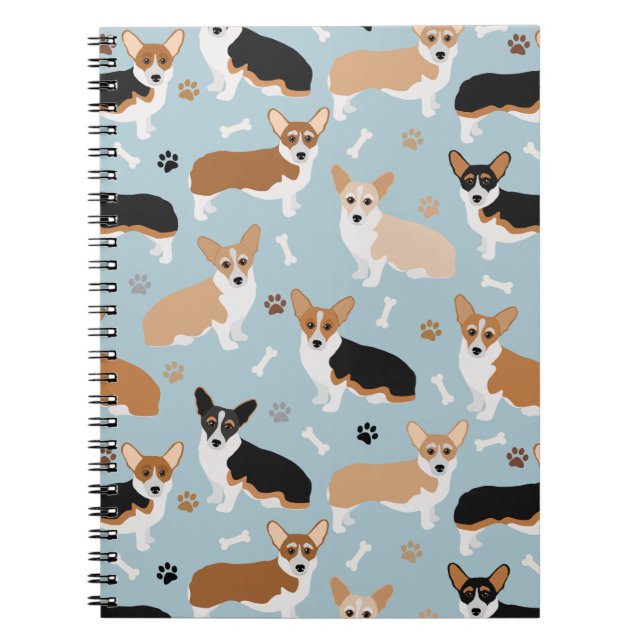 Corgi Dog Paws and Bones Notebook (Front)