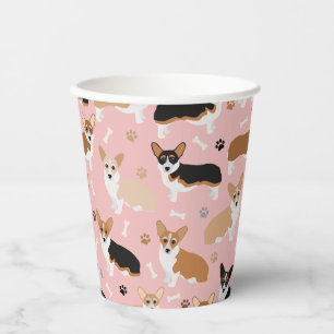 Corgi Dog Paws and Bones Paper Cups