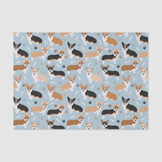Corgi Dog Paws and Bones Tissue Paper (Front)