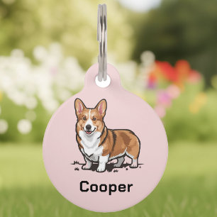 Corgi Dog Personalised Pet Name ID Collar Tag