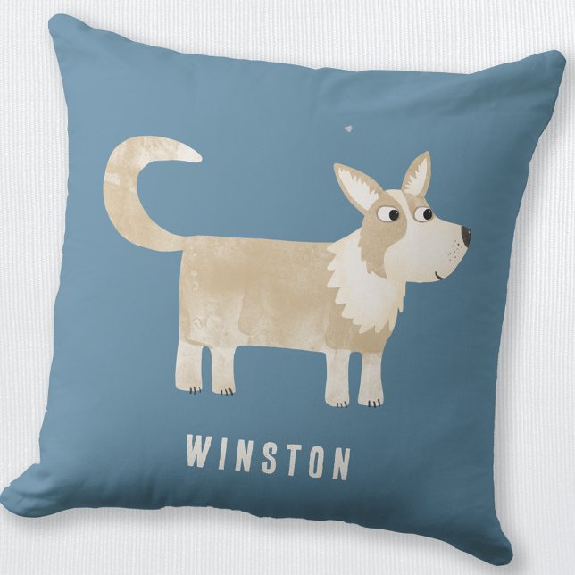 Corgi Dog Personalized Cushion (Personalized name Corgi dog throw pillow for animal lovers)