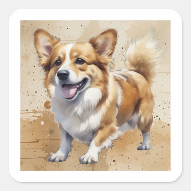 Corgi Dog Pet Animal Square Sticker (Front)