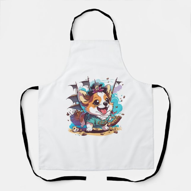 Corgi Dog Pirate Apron (Front)