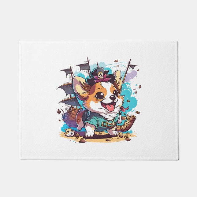 Corgi Dog Pirate Doormat (Front)
