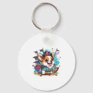 Corgi Dog Pirate Key Ring