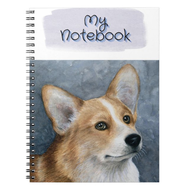Corgi Dog portrait 89 art Notebook (Front)