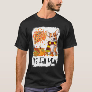 Corgi Dog Pumpkins Autumn Thanksgiving Day It's Fa T-Shirt