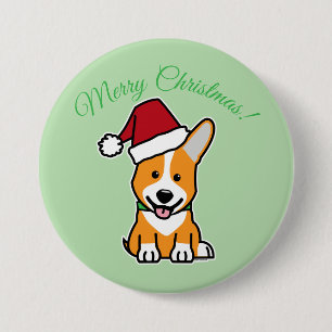 Corgi dog puppy cute Pembroke Welsh Christmas Sant 7.5 Cm Round Badge