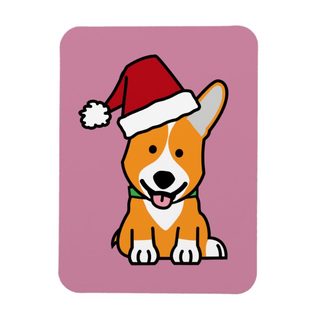 Corgi dog puppy Pembroke Welsh Christmas Santa hat Magnet (Vertical)