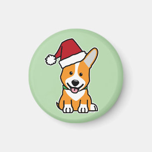 Corgi dog puppy Pembroke Welsh Christmas Santa hat Magnet