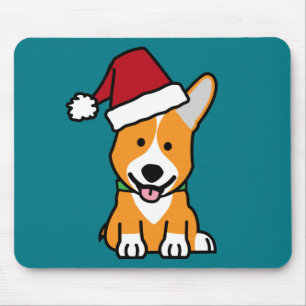 Corgi dog puppy Pembroke Welsh Christmas Santa hat Mouse Pad