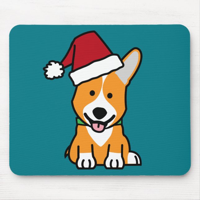 Corgi dog puppy Pembroke Welsh Christmas Santa hat Mouse Pad (Front)