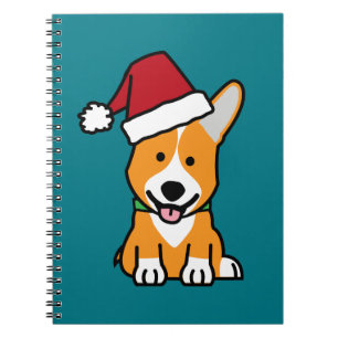 Corgi dog puppy Pembroke Welsh Christmas Santa hat Notebook