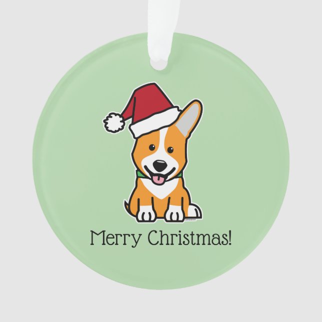Corgi dog puppy Pembroke Welsh Christmas Santa hat Ornament (Front)