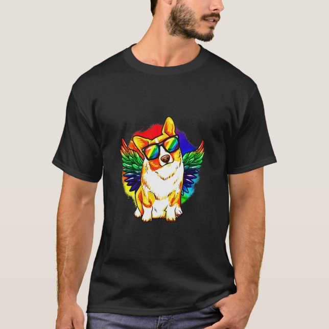 Corgi Dog Rainbow Pride  T-Shirt (Front)