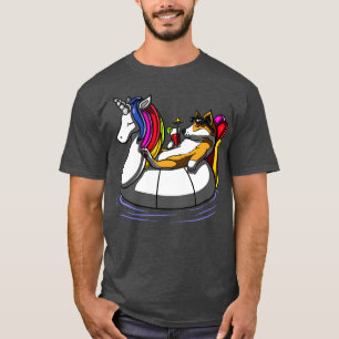 Corgi Dog Riding Unicorn Float T-Shirt