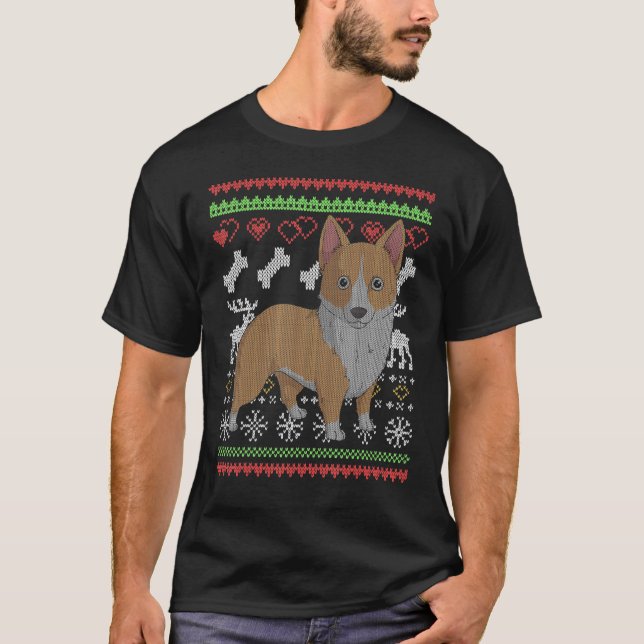 Corgi Dog Santa Claus Ugly Christmas Pattern X Mas T-Shirt (Front)