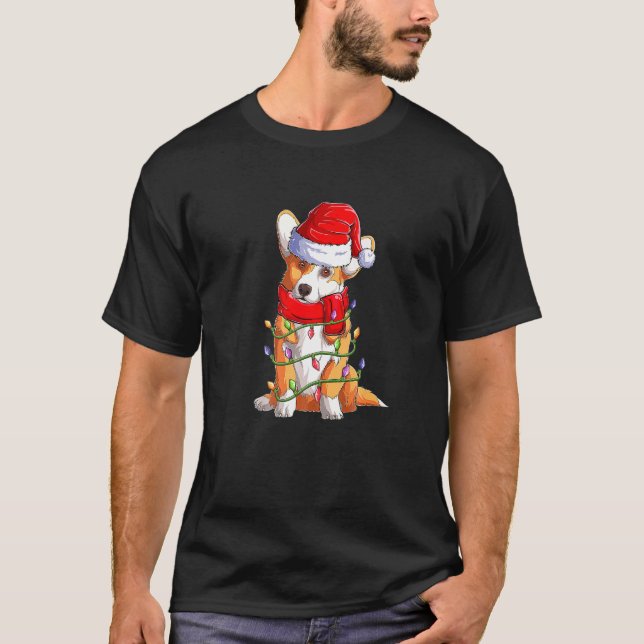 Corgi Dog Santa Claus Xma Apparel Christmas Boys G T-Shirt (Front)