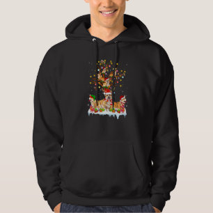 Corgi Dog Santa Matching Lighting Christmas Tree C Hoodie