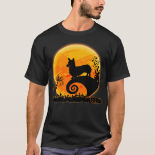 Corgi Dog Scary And Moon Funny Halloween Costume-4 T-Shirt