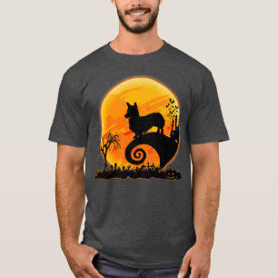 Corgi Dog Scary And Moon Funny Halloween Costume-4 T-Shirt