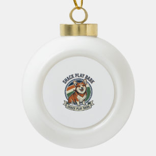 Corgi Dog Shirt Funny Vintage Engraving Pet Lover  Ceramic Ball Christmas Ornament