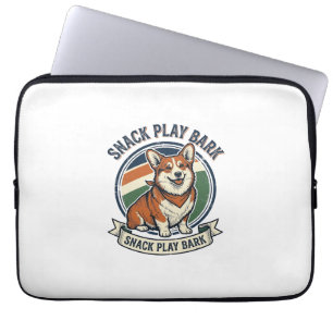 Corgi Dog Shirt Funny Vintage Engraving Pet Lover Laptop Sleeve