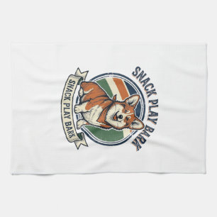 Corgi Dog Shirt Funny Vintage Engraving Pet Lover  Tea Towel