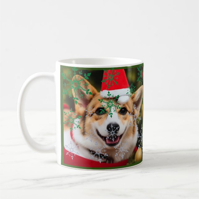 Corgi dog smiling christmas fun  coffee mug (Left)
