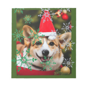Corgi dog smiling christmas fun notepad