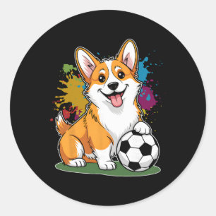 Corgi Dog Soccer Ll Sports Team Animal Classic Round Sticker