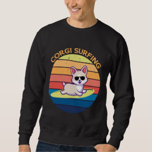 Corgi Dog Surfing The Great Wave Sweatshirt