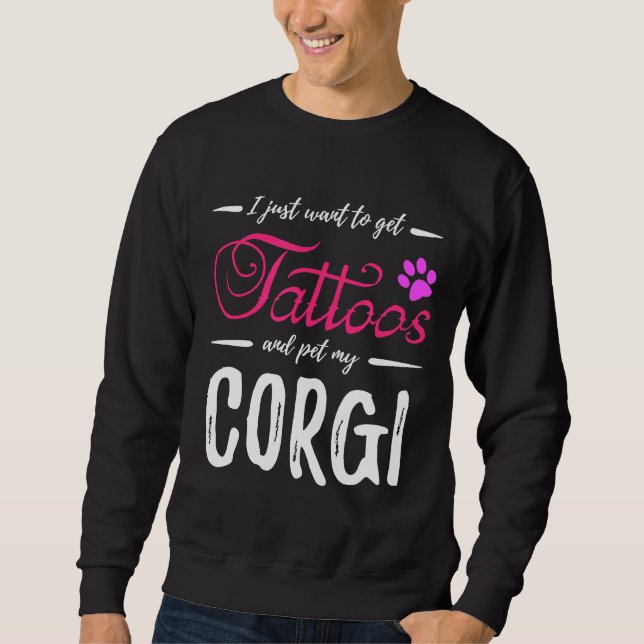 Corgi Dog Tattoo Dog Mum Idea Long 1202 Sweatshirt (Front)