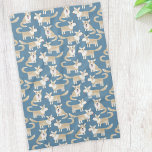 Corgi Dog Tea Towel<br><div class="desc">Fun Pembroke Welsh Corgi dog pattern on a teal green background. Original art by Nic Squirrell.</div>