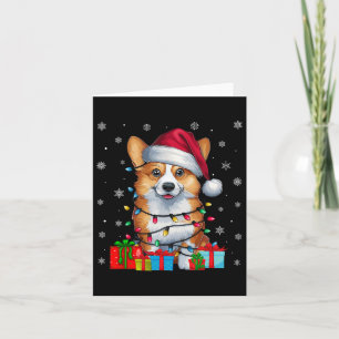 Corgi Dog Ugly Xmas Lights Santa Hat Corgi Dog Chr Card