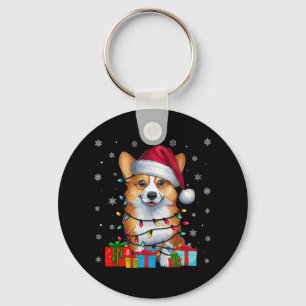 Corgi Dog Ugly Xmas Lights Santa Hat Corgi Dog Chr Key Ring